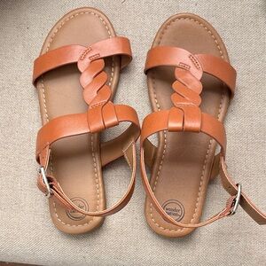 Girls Tan Braided Strap Sandals